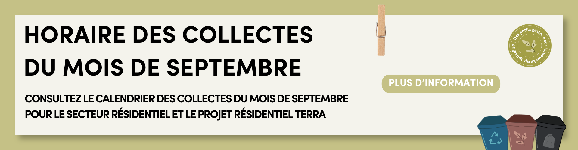 Horaire des collectes pendant le mois de septembre
