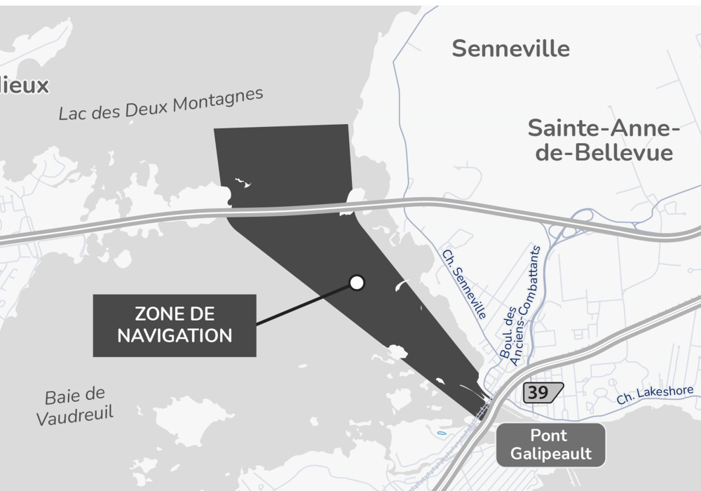 Construction work on the &Icirc;le-aux-Tourtes bridge - Icebreakers on Lac des Deux Montagnes and in Vaudreuil Bay