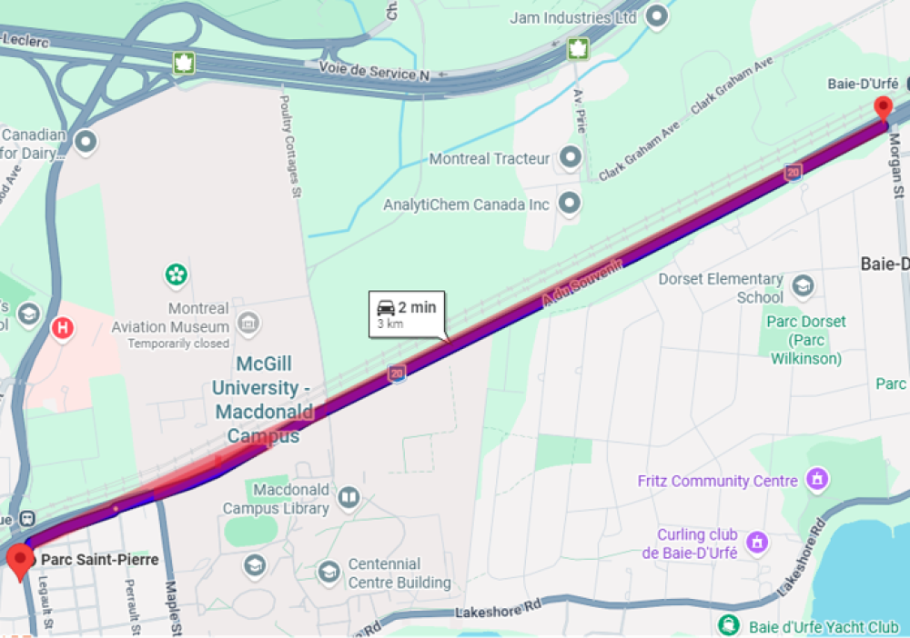 Overnight closure of the A-20 East between Rue Saint-Pierre and Rue Morgan