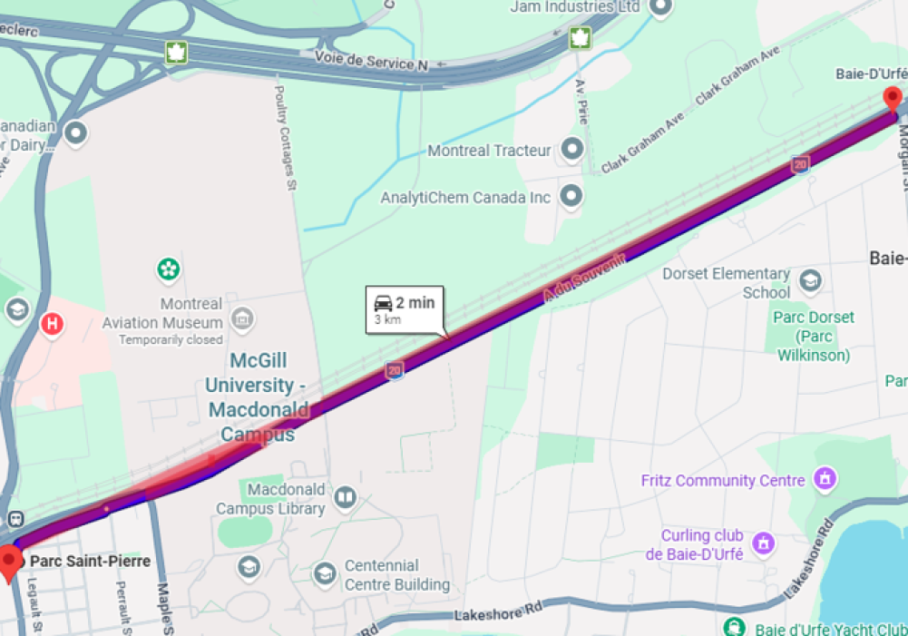 Overnight closure of the A-20 East between Rue Saint-Pierre and Rue Morgan