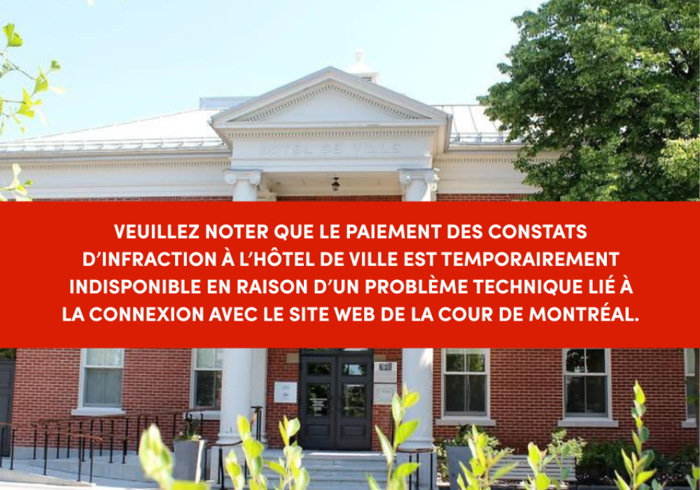 Avis important – Paiement des constats d’infraction