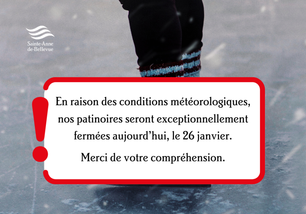 Fermeture des patinoires le 26 janvier