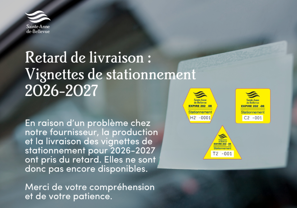 Retard de livraison : Vignettes de stationnement 2026-2027