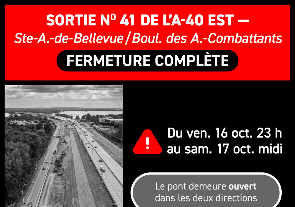 Fermeture de la sortie no41 de l&rsquo;A-40 en direction est du 16 au 17 octobre 