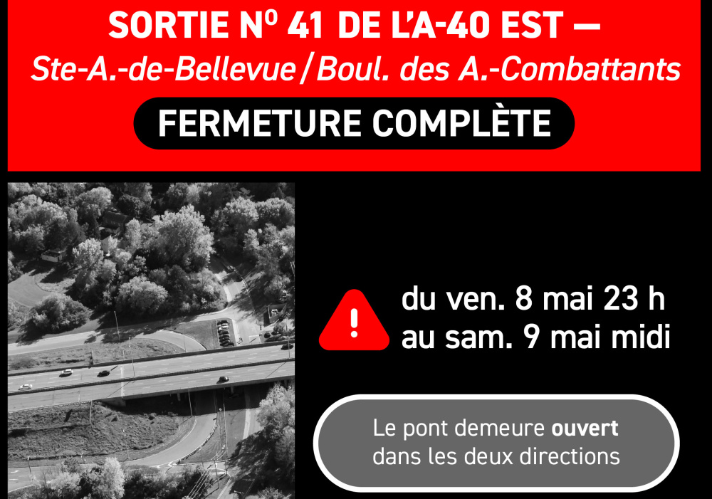 Closure of Exit 41 on Highway 40 Eastbound from May 8 to 9