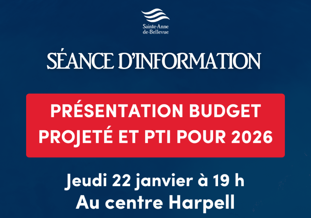 Pr&eacute;sentation budget projet&eacute; et PTI pour 2026 : 22 janvier &agrave; 19 h au centre Harpell