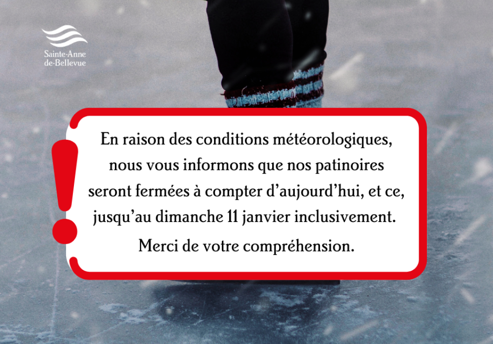 Fermeture des patinoires du 9 au 11 janvier