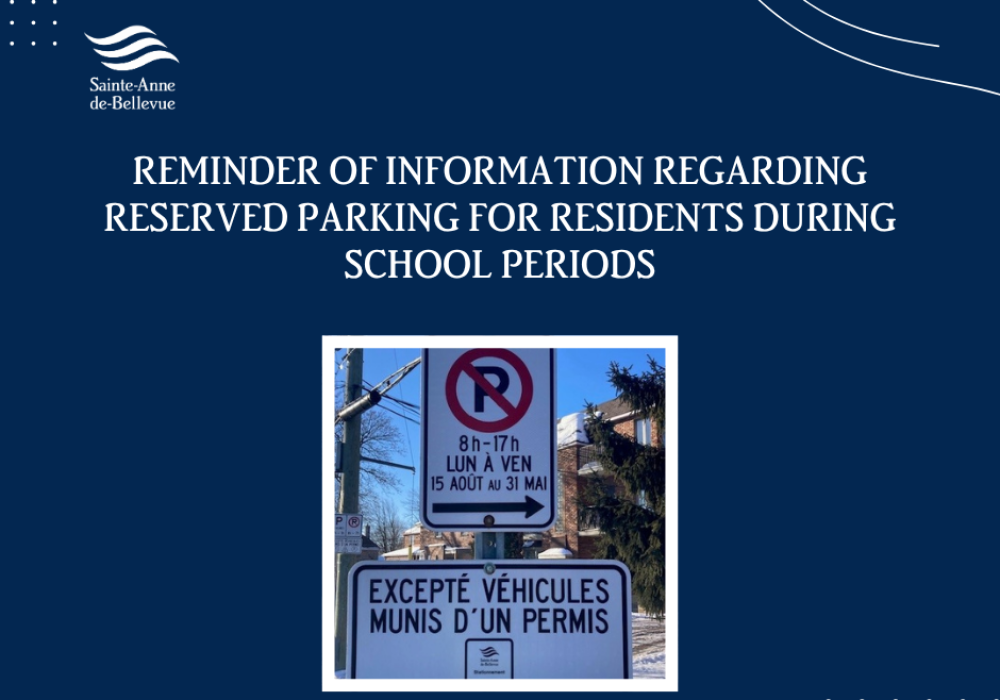 Reminder of Information regarding reserved parking for residents during school periods