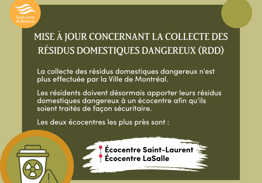 Mise &agrave; jour concernant la collecte des r&eacute;sidus domestiques dangereux (RDD)