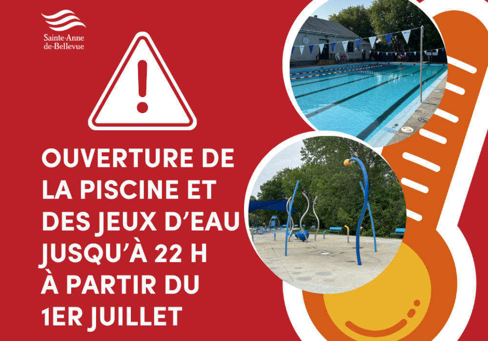 Prolongation des horaires d&rsquo;ouverture de la piscine et des jeux d&rsquo;eau